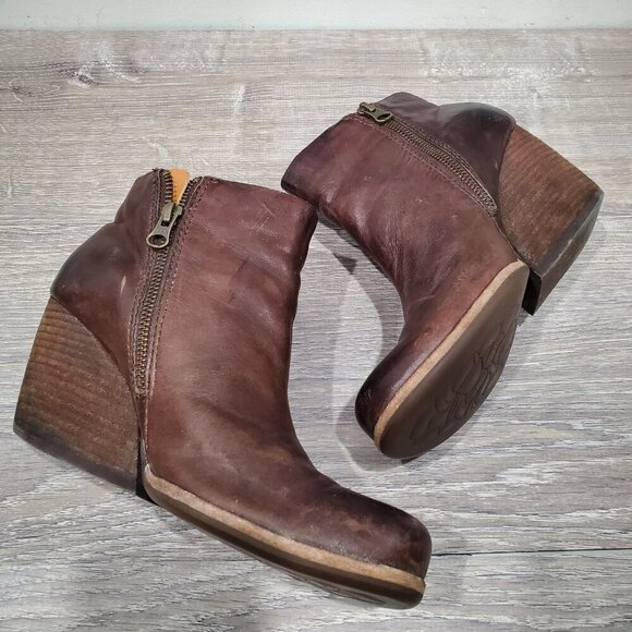 Kork Ease Women's Natalya Wedge Ankle Boots Leather Side Zip Round Toe Brown 8M - Picture 5 of 14